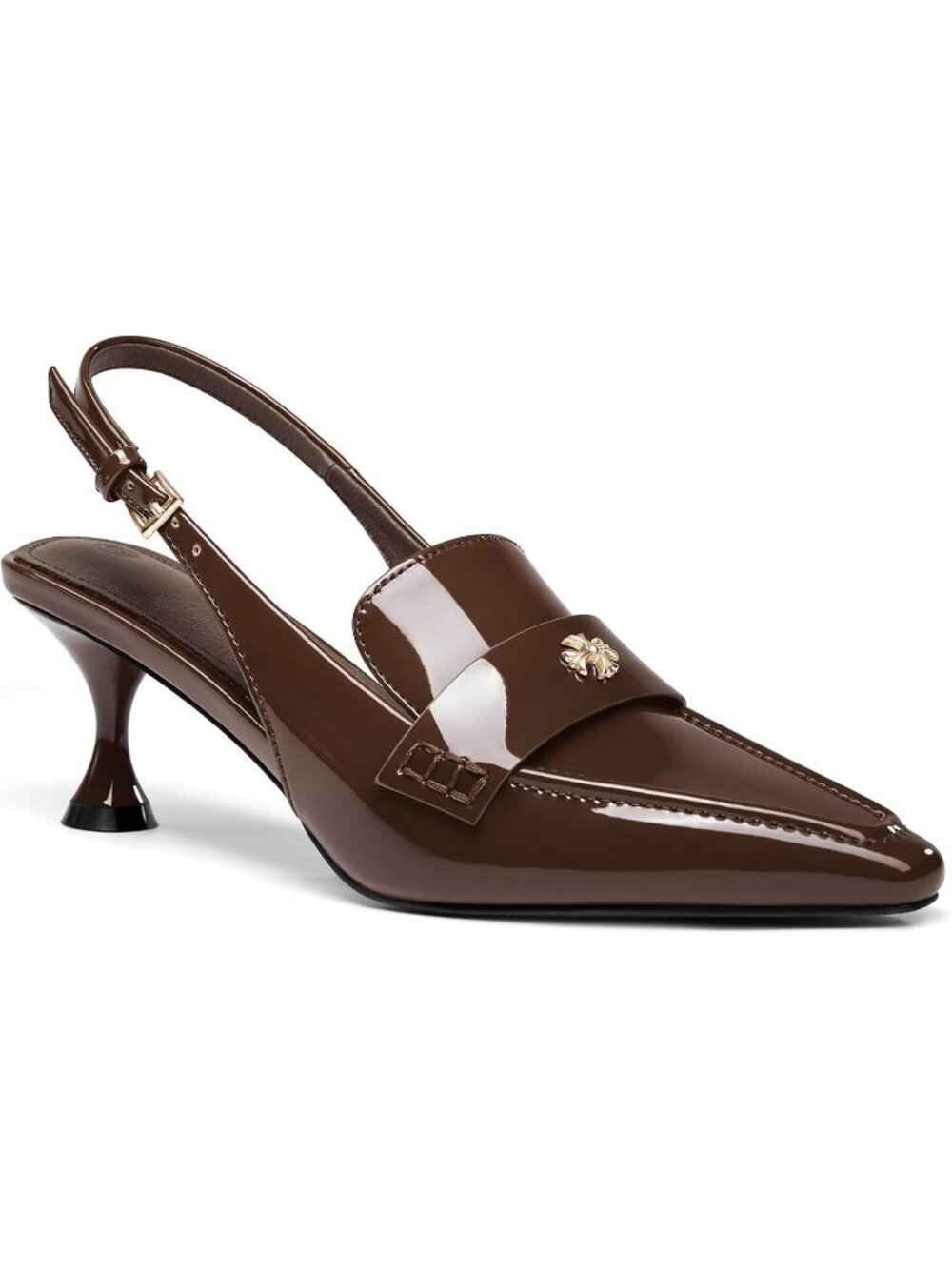Women's Coffee Faux Leather Stylish Pointed Toe Sandals Kitten Ankle Heel Shoes